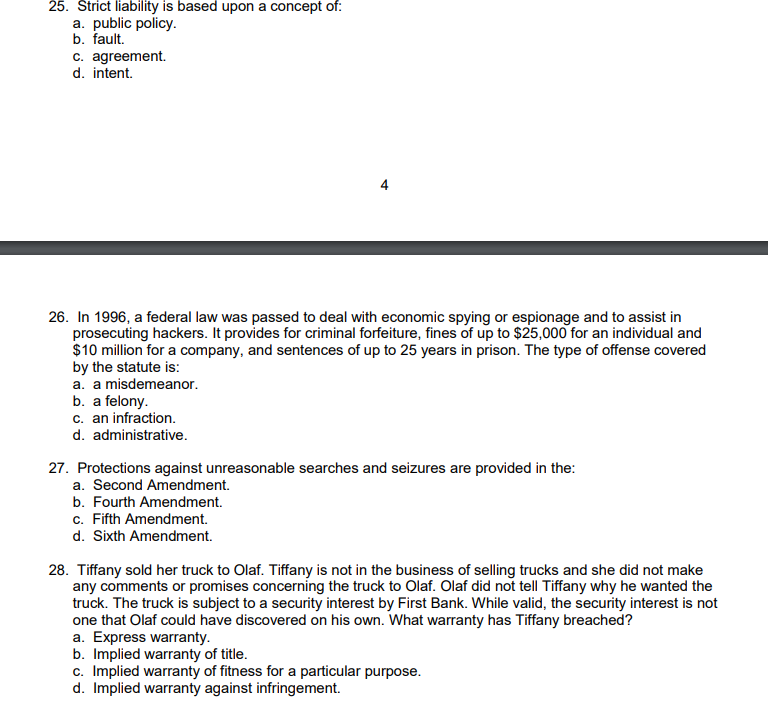 25. Strict liability is based upon a concept of: