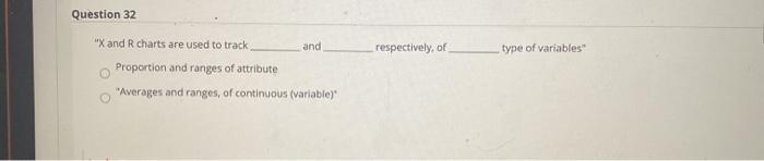 Question 32 "Xand R charts are used to track and