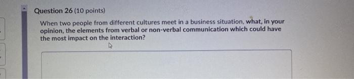 Question 26 (10 points) When two people from