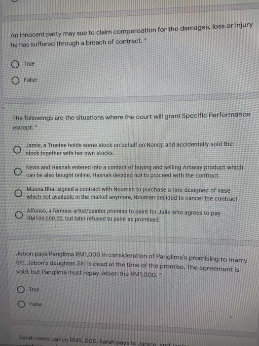 An innocent party may sue to claim compensation