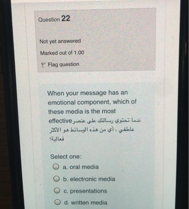 Question 22 Not yet answered Marked out of 1.00