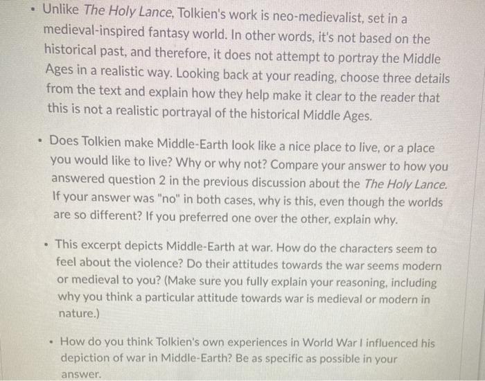 Unlike The Holy Lance, Tolkien's work is