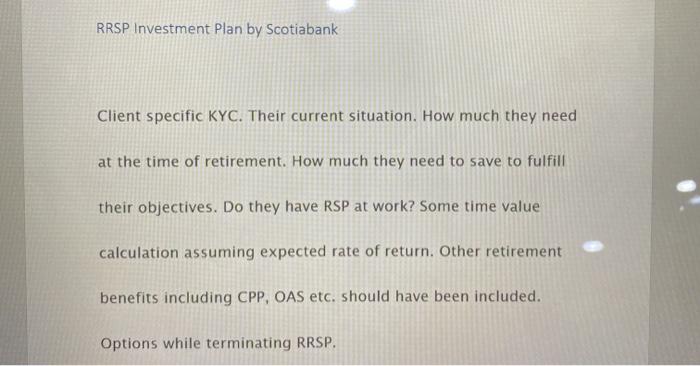 RRSP Investment Plan by Scotiabank Client