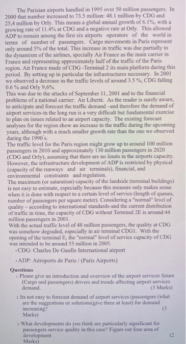 The Parisian airports handled in 1995 over 50