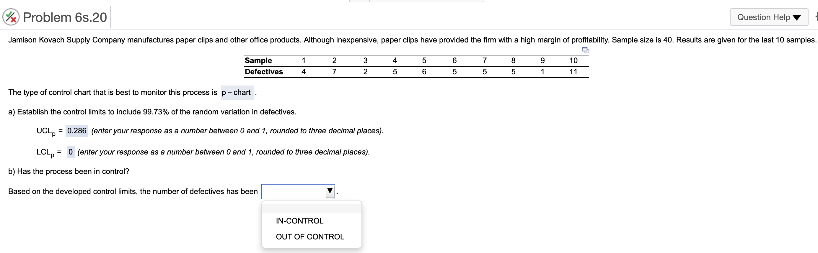 Problem 6s.20 Question Help Jamison Kovach Supply