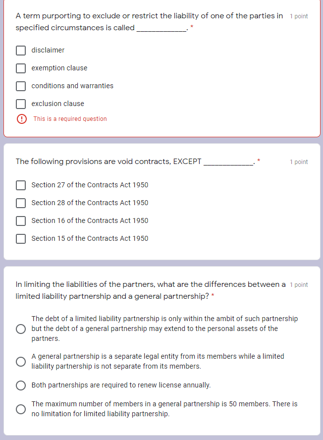 Sub: Malaysian business law Multiple choice