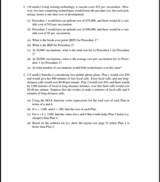 kindky do question 2 1. (10 marks) Using existing