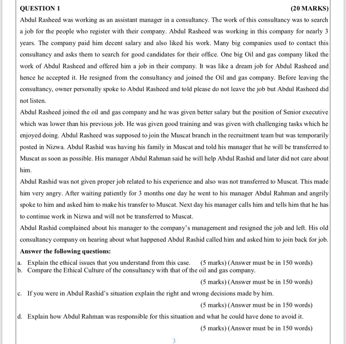 COURSE NAME BUSINESS ETHICS Note:- Each question