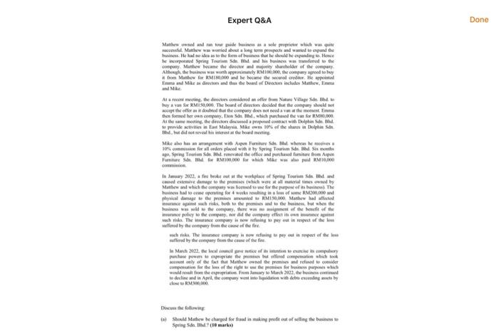 Expert Q&A Done Matthew wol dan tour pade bile