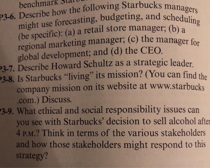 managers benchmark P3-6. Describe how the