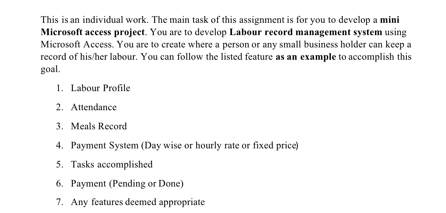 This is an individual work. The main task of this