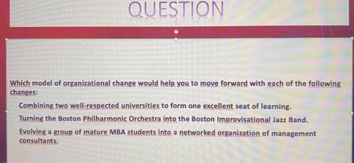 QUESTION Which model of organizational change