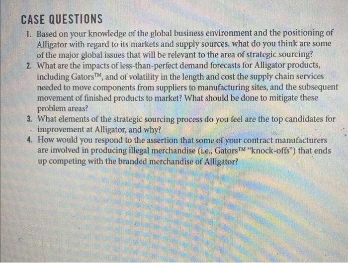 could you please help me out! CASE QUESTIONS 1.