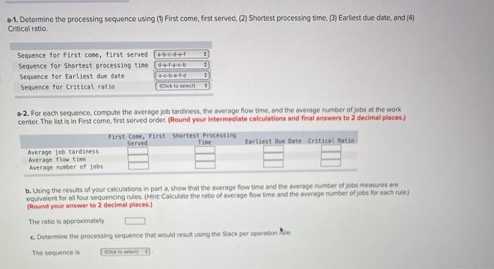 A foreman has determined processing times at a