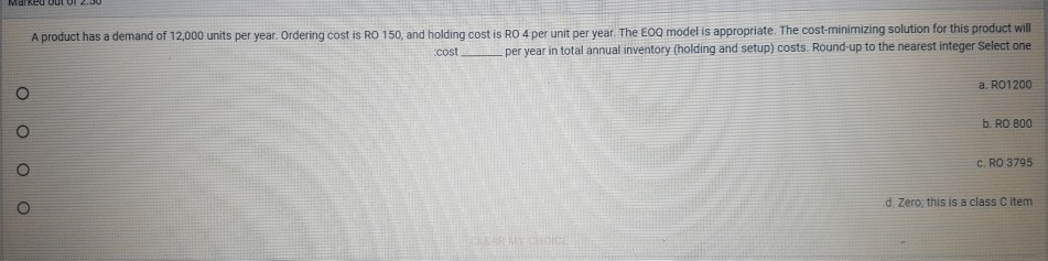 Marked Out A product has a demand of 12,000 units