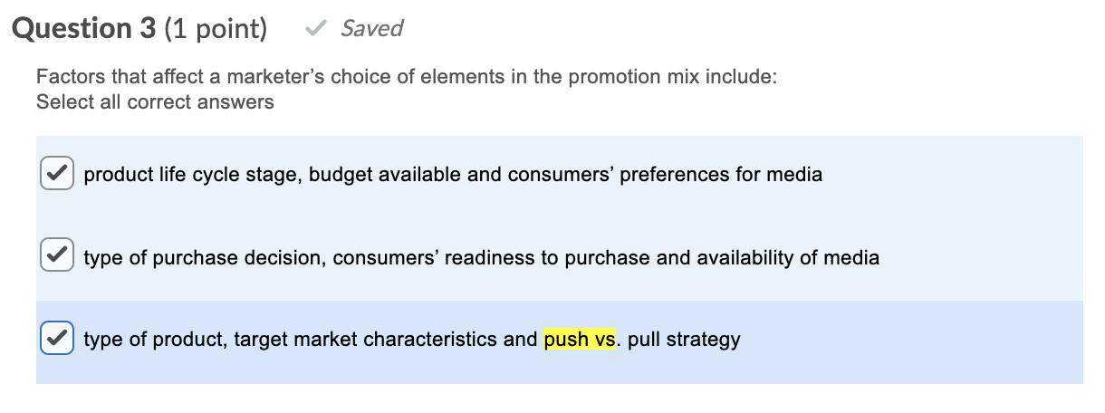 Question 3 (1 point) Saved Factors that affect a