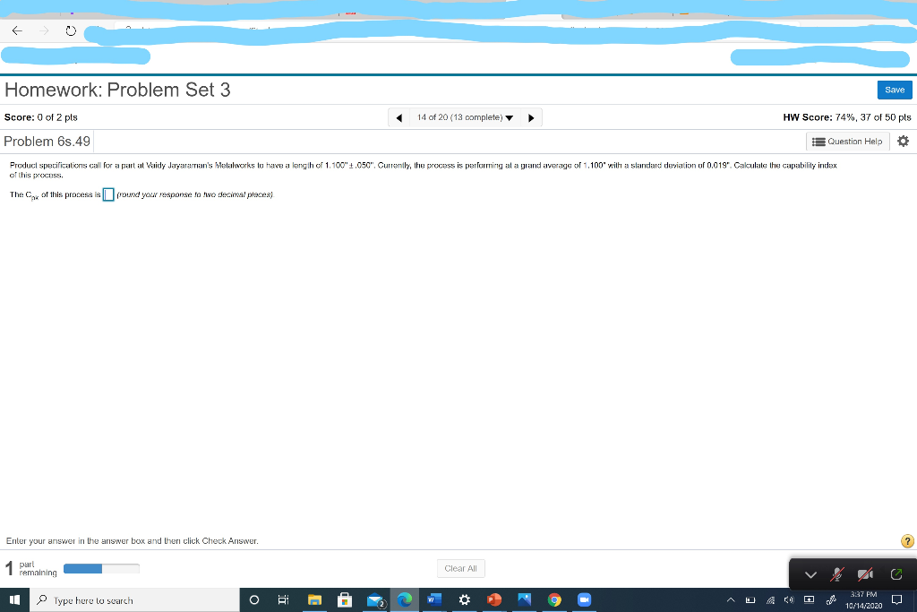Save Homework: Problem Set 3 Score: 0 of 2 pts 14