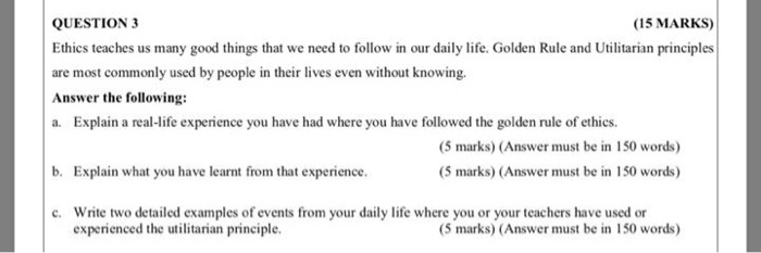 COURSE NAME BUSINESS ETHICS Note:- Each question