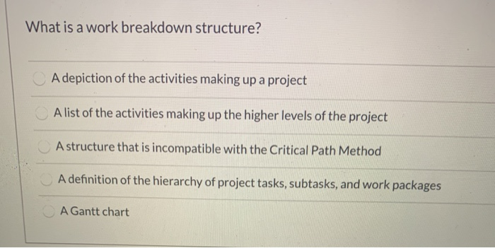 What is a work breakdown structure? A depiction