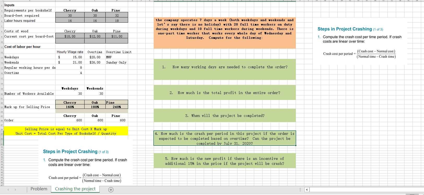 How much is the crash per period in this project