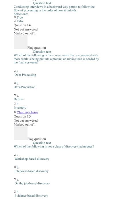 Question text Conducting interviews in a backward