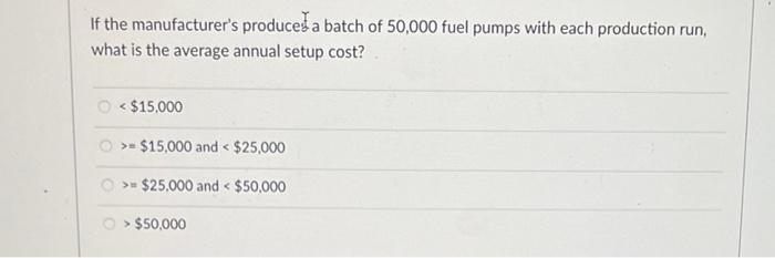 A manufacturer of automotive parts produces a