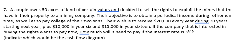 7.- A couple owns 50 acres of land of certain