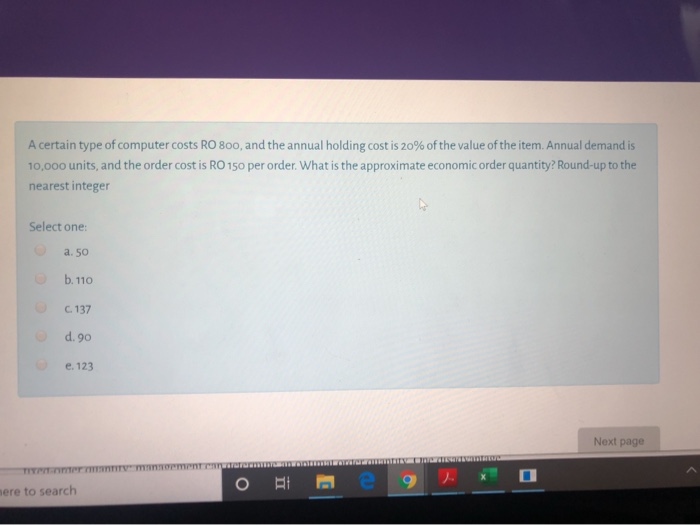 A certain type of computer costs RO 800, and the