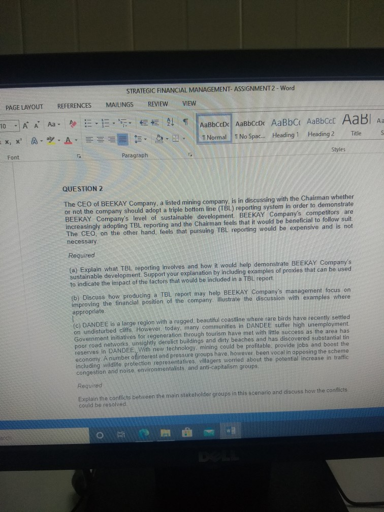 STRATEGIC FINANCIAL MANAGEMENT-ASSIGNMENT 2 -