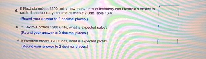 Use Table 13.4 Flextrola, Inc., an electronics