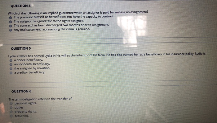 4-6 QUESTION 4 Which of the following is an