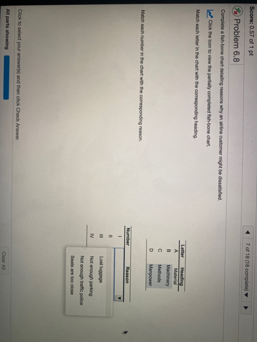 Score: 0.57 of 1 pt 7 of 18 (18 complete) Problem