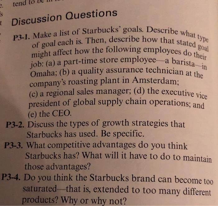 tend to 's 1 Discussion Questions stated goal