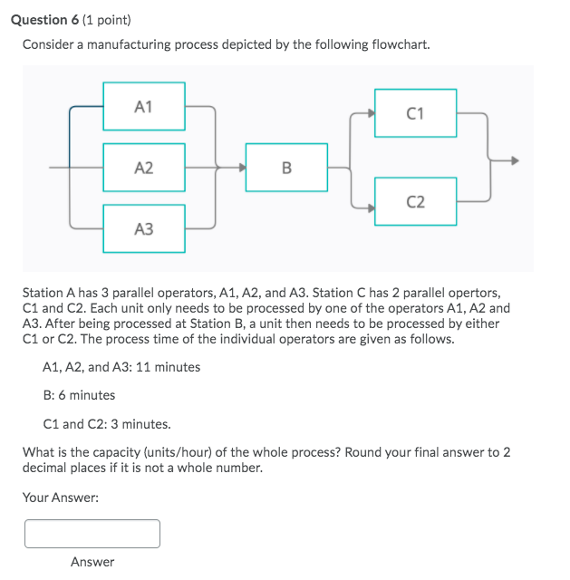Question 6 (1 point) Consider a manufacturing