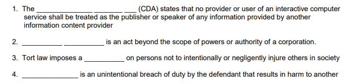 1. The (CDA) states that no provider or user of