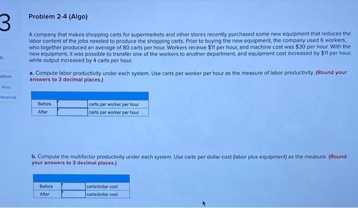 Problem 2-4 (Algo) 3 ts A company that makes