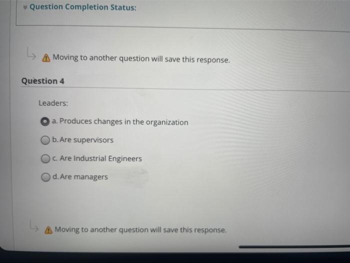 Question Completion Status: A Moving to another