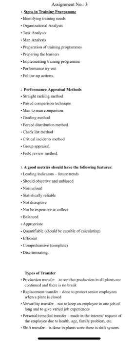Assignment No:3 Steps in Training Programme