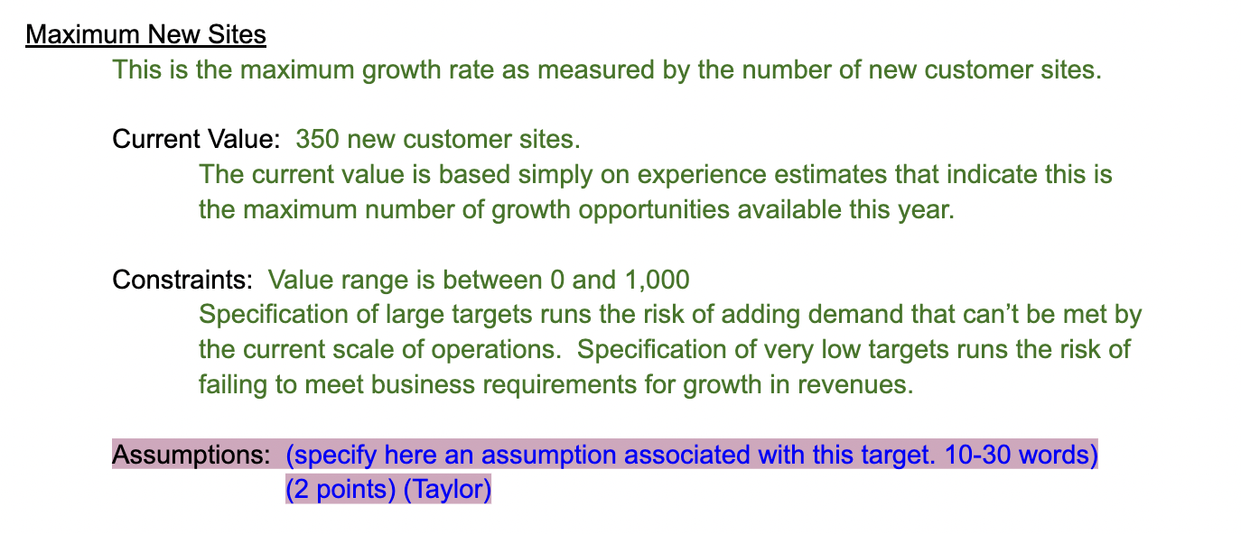 aximum New Sites This is the maximum growth rate