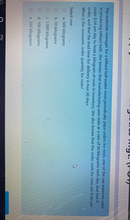 g . The materials manager for a billiard ball