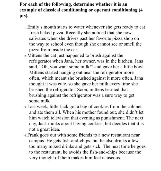 For each of the following, determine whether it