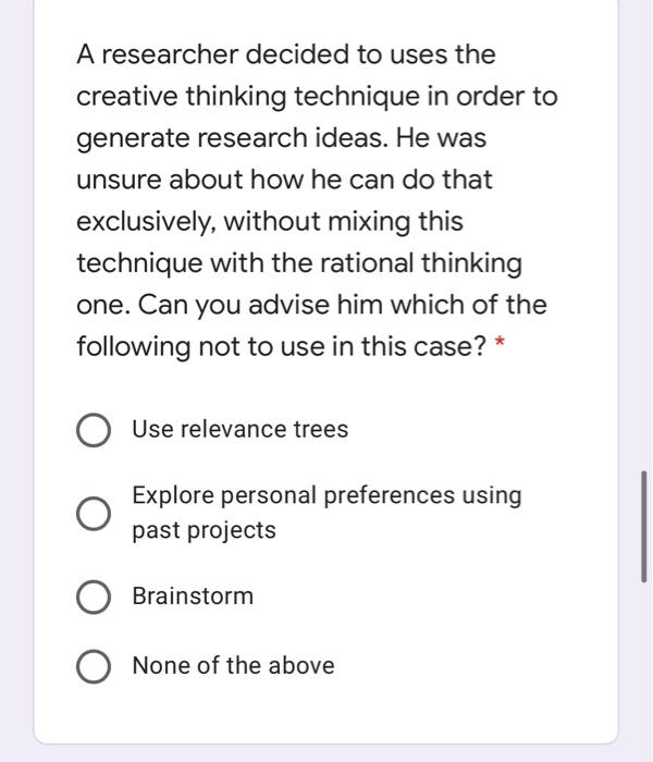 A researcher decided to uses the creative