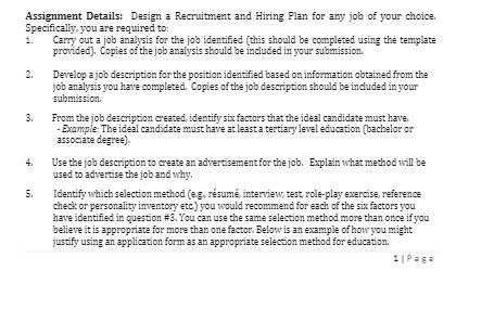 Assignment Details: Design a Recruitment and