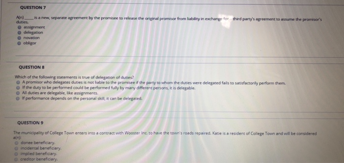 7-9 QUESTION 7 Ain) is a new, separate agreement