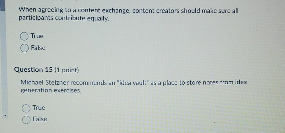 When agreeing to a content exchange, content