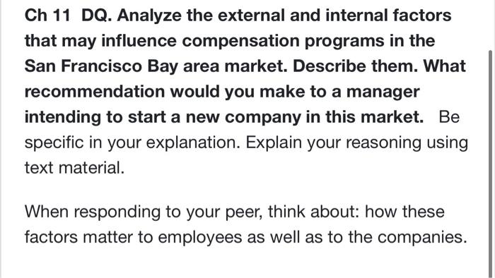 Ch 11 DQ. Analyze the external and internal