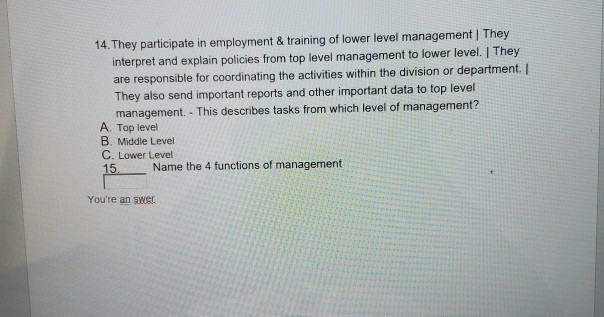 14. They participate in employment & training of