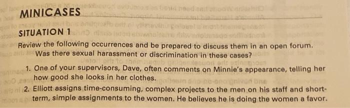 mini case MINICASES SITUATION 1 Review the
