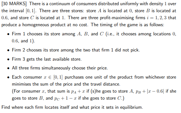 [30 MARKS] There is a continuum of consumers