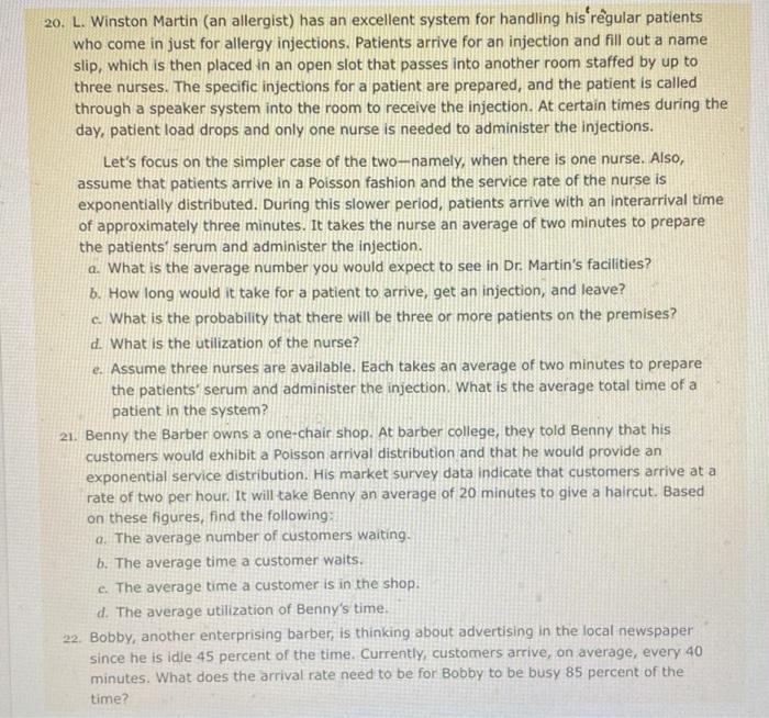20. L. Winston Martin (an allergist) has an